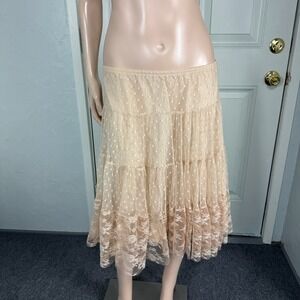 Vintage Y2K Only Hearts NYC Women's Skirt Large Polyester Floral Lace A-line S28